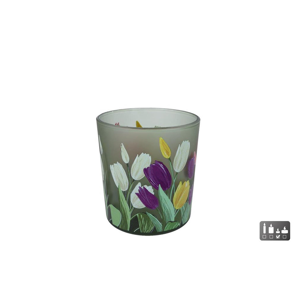 Fyrfads tulipan i flerfarvet glas 7,5x7,5x8cm