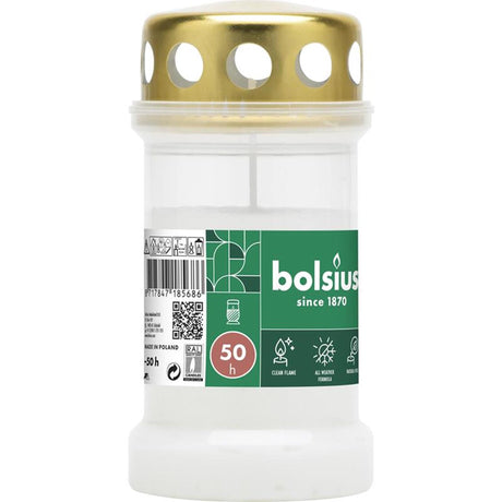Bolsius gravlys nr.3 hvid med låg