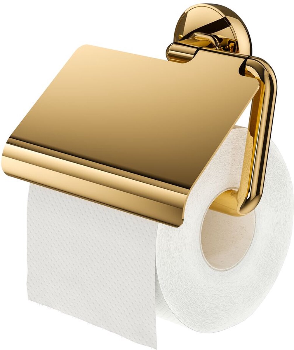Tiger cooper - wc rolhouder zonder klep - toiletrolhouder - zonder boren - boren of lijmen - goud