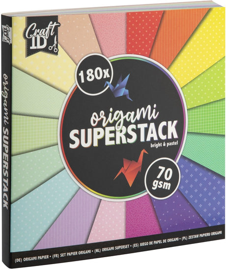 Craftid origami 15x15cm 70gr 180 ark assorterede farver | 8 stk