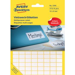 Avery universele etiketten 3306 13x8mm wit