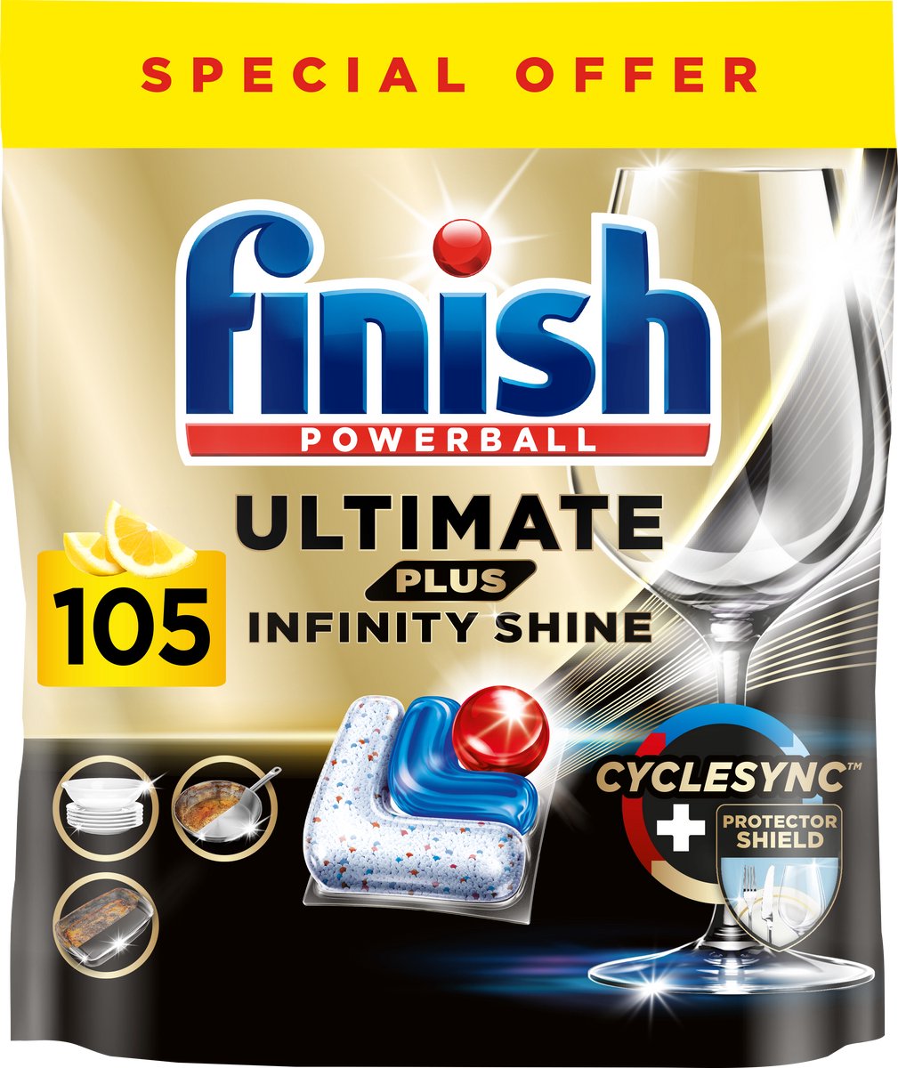 Finish ultimate plus infinity shine opvasketabletter - 105 kapsler