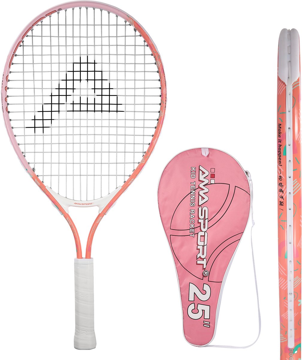 Ama sport børnetennisketcher pink 25 tommer - letvægts juniorketcher med taske - ideel til begyndere -