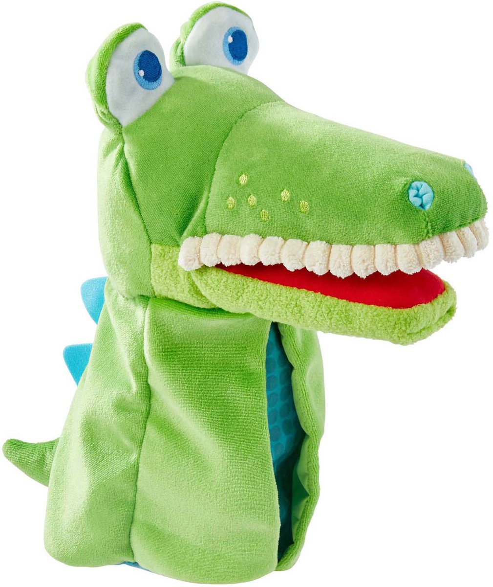 Haba hånddukke croco junior 5 x 30 cm polyester bomuldsgrøn