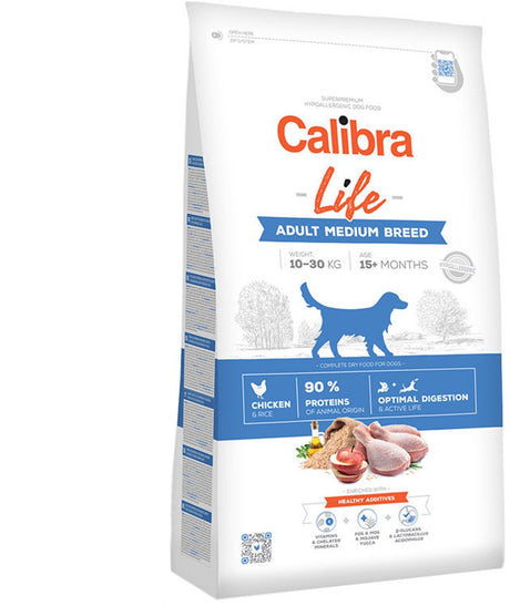 Calibra hundeliv voksen medium race - hundefoder - kylling - 12 kg - allergivenlig - til voksne mellem racer