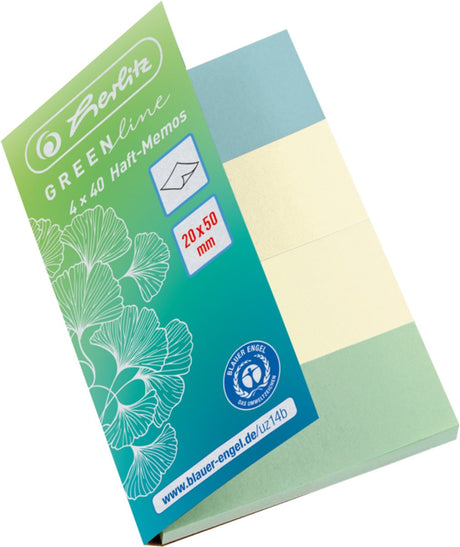 Herlitz post-it s 20x50mm 4x40bl. greenline farvefordelt