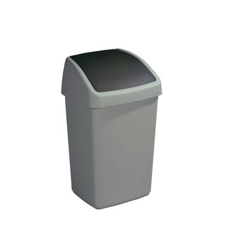 Soltøj - delta affaldsbeholder med svinglåg 25l metal sort - 31 x 28,5 x 54 cm