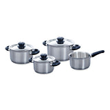Bk karat+ pandesæt 4-delt - 16 18 20cm - uden pfas-fri non-stick belægning - induktionsgrydesæt - kogepande i rustfrit stål - ovnsikker op til 160°c - med låg - sølv