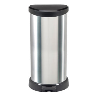 Curver decobin pedalspand oval 40l sølv sort