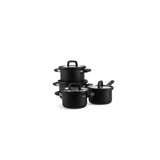 Bk flow cool sort pandesæt 4-delt - 16 18 20cm - uden pfas-fri non-stick belægning - induktionsgrydesæt - kogepande i rustfrit stål - ovnsikker op til 160°c - med låg - sølv