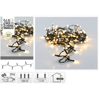 No fire Jul LED belysning udenfor, 240 LED varm hvid 0,5cm lys 7,5 cm mellem lys, IP44 | 2 stk