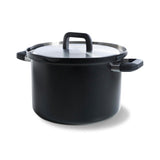 Bk flow cool sort suppegryde 24cm - 6,5l - uden pfas-fri non-stick belægning - induktionsgryde - rustfri stålgryde - sikkert aftapningssystem - ovnsikker op til 160°c - med låg - sølv