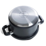 Bk flow cool sort suppegryde 24cm - 6,5l - uden pfas-fri non-stick belægning - induktionsgryde - rustfri stålgryde - sikkert aftapningssystem - ovnsikker op til 160°c - med låg - sølv