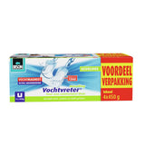 Bison moisture absorber® magnet værdipakke 4x 450g - parfumefri refill til moisture absorber® enhed, bekæmp høj luftfugtighed i opholdsrum, også velegnet til campingvogne og campister