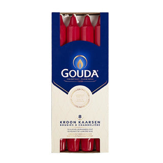 Gouda kronlys rød 240 24 æske med 8 stk. 10 brændetimer