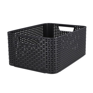 Curver stil kurv m stabelbar rattan stil antracit (lxbxh 38x28x17cm)