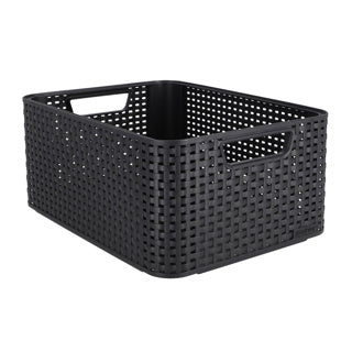 Curver stil kurv m stabelbar rattan stil antracit (lxbxh 38x28x17cm)