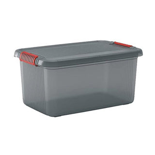 Kis k låseboks l - opbevaringsboks med låg - 43l - 59x39x28 - gennemsigtige orange clips