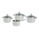 Bk essentials pandesæt 4-delt - 16 18 20cm - uden pfas-fri non-stick belægning - induktionsgrydesæt - induktionsgryde - rustfrit stål pandesæt - ovnsikker op til 230°c - med glaslåg - sølv