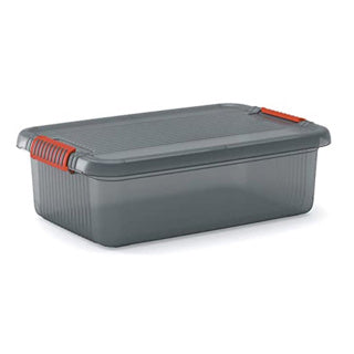 Kis k låseboks m - opbevaringsboks med låg - 28l - 59x39x18cm - gennemsigtige orange clips