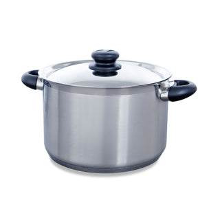 Bk karat+ kogepande 24cm - 6,2l - uden pfas-fri non-stick belægning - induktionsgryde - kogepande i rustfrit stål - ovnfast legetøj 160°c - med låg - sølv