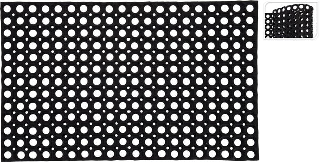 Basis gummi dørmåtte med huller 50x80 cm sort