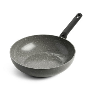 Bk granit keramisk keramisk wokpande 28cm - 3,7l - induktions wokpande - uden låg - ovnsikker op til 160 grader - koldt håndtag - pfas-fri - grå