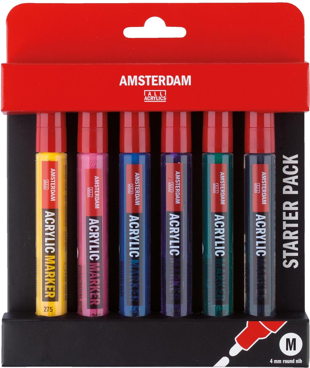 Amsterdam akryl markør startsæt | 6 farver