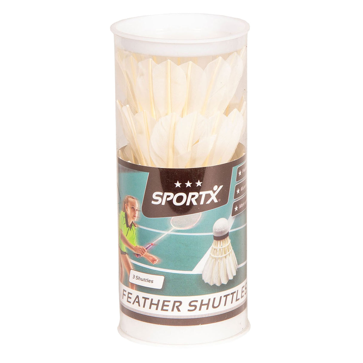 Sportx Shuttle Feathers White in Tube, 3st.