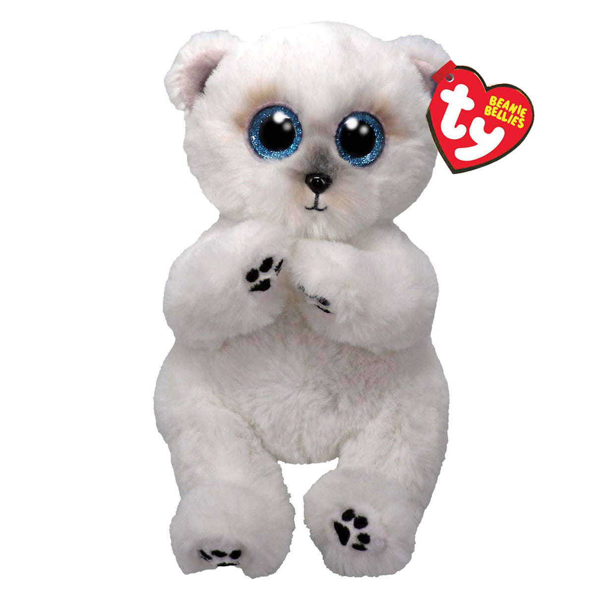 Ty beanie baby maver wuzzy bear hvid, 15cm