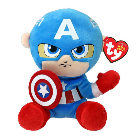 Ty beanie babyer marvel captain america blød, 15 cm