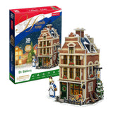 Kubisk sjovt 3D puslespil Hollandsk bageri med LED-belysning - 65 stk.