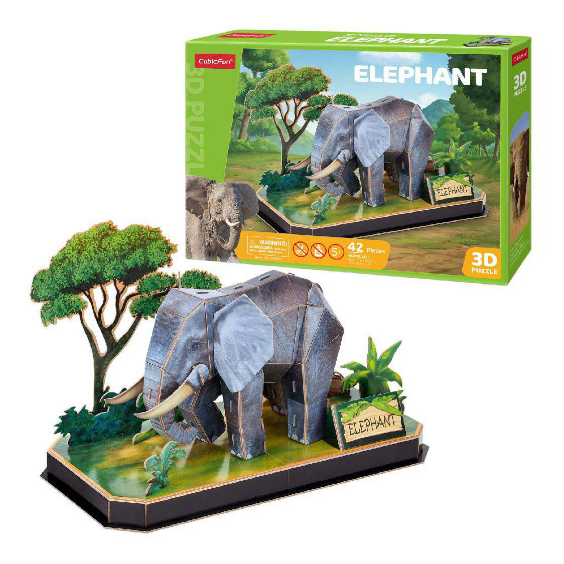 Cubic sjov 3D puslespil elefant - 42 brikker - velegnet til børn fra 8 år