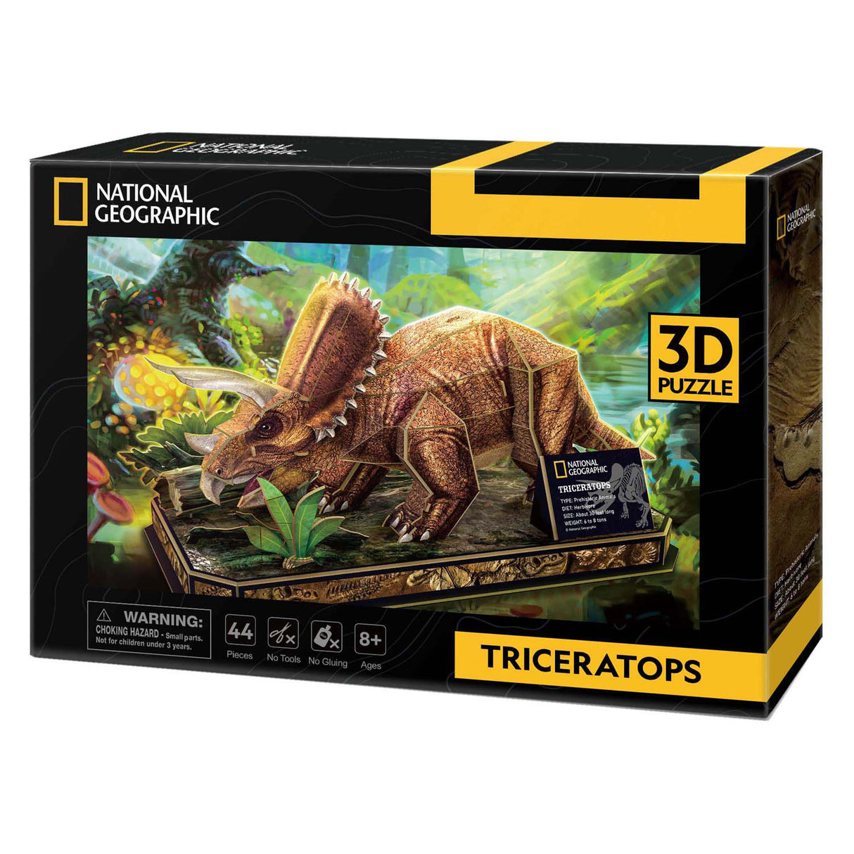 Kubisk sjovt 3D-puslespil triceratops – byggesæt i træ