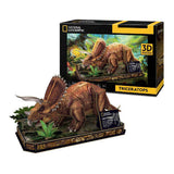 Kubisk sjovt 3D-puslespil triceratops – byggesæt i træ