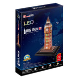 Kubisk sjovt 3D-puslespil Big Ben med LED-belysning