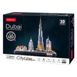 Kubisk sjovt 3D-puslespil City Line Dubai med LED-belysning