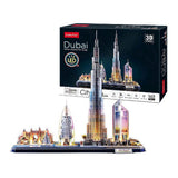 Kubisk sjovt 3D-puslespil City Line Dubai med LED-belysning