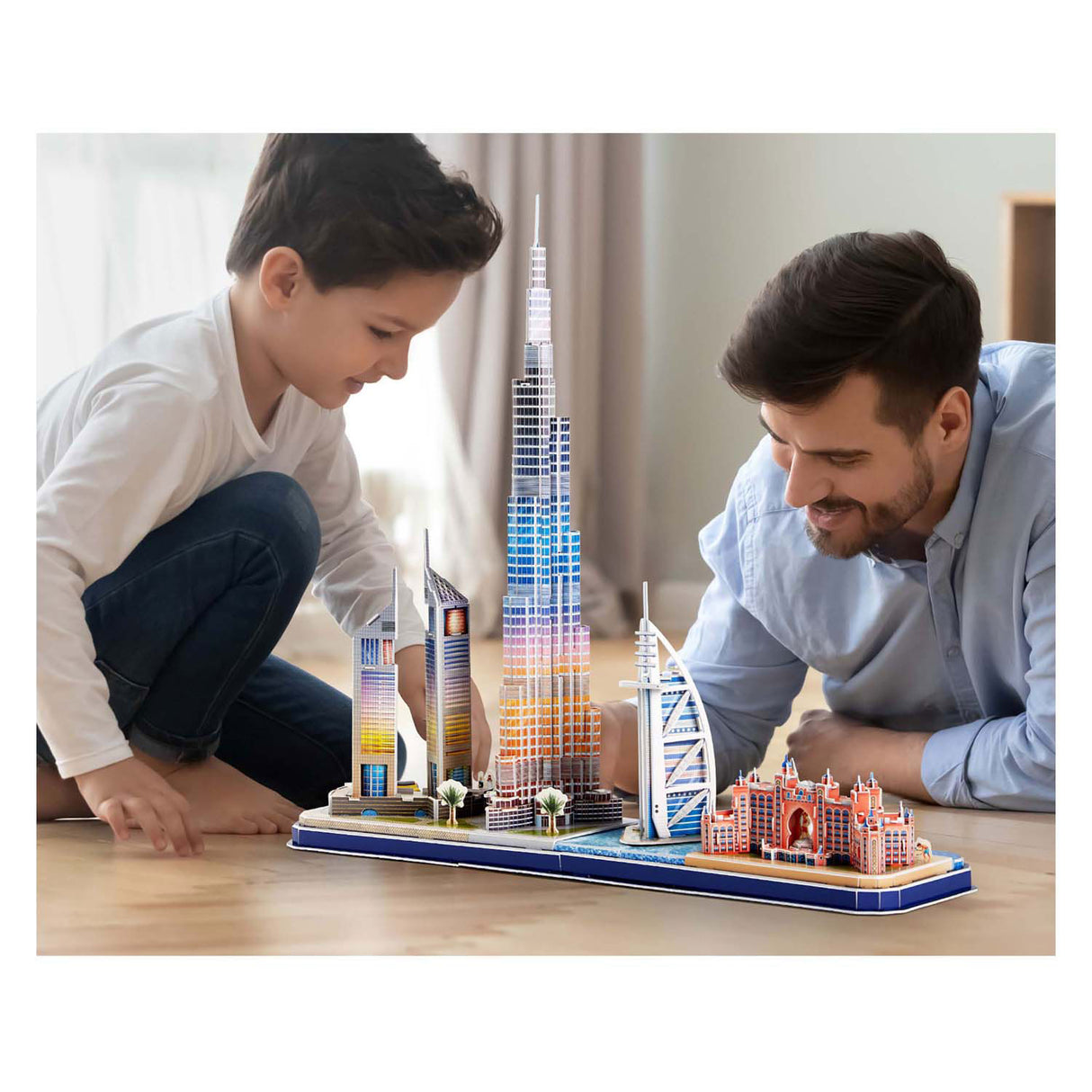 Kubisk sjovt 3D-puslespil City Line Dubai med LED-belysning
