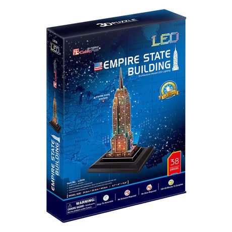 Kubisk sjovt 3D-puslespil Empire State Building med LED-belysning