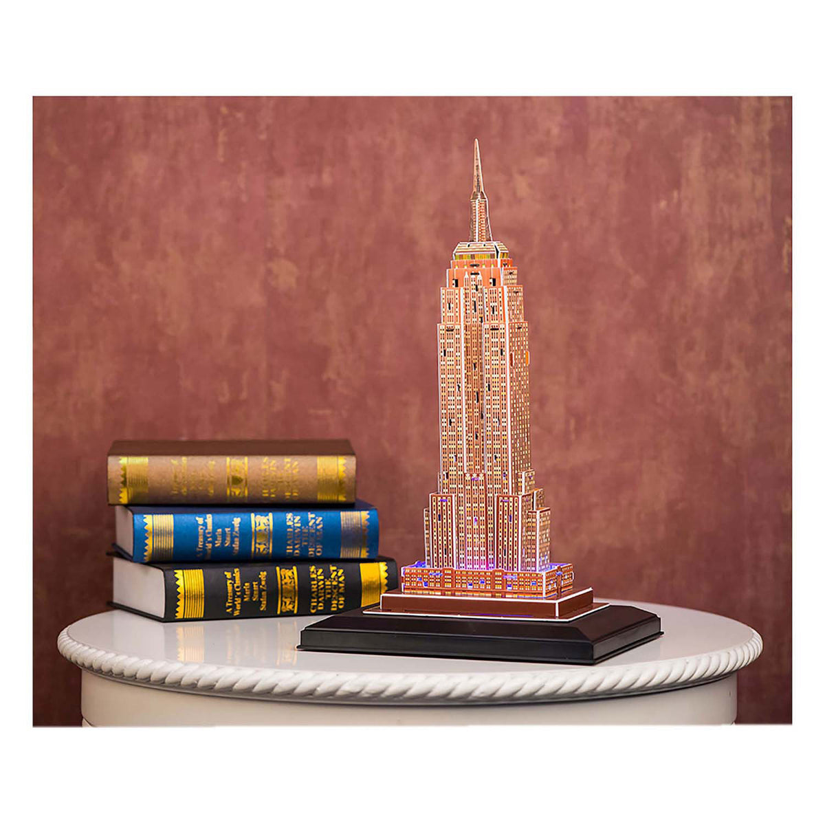 Kubisk sjovt 3D-puslespil Empire State Building med LED-belysning