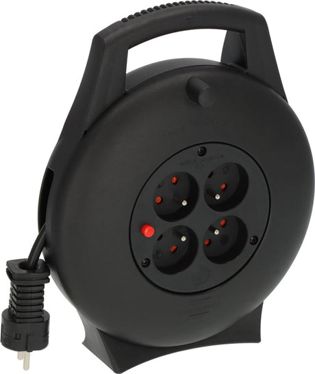 Brennerstuhl vario line kabeltromle 4-vejs mini power tromle pin jord (kabel rulle til husholdningsbrug, 10m kabel, fremstillet i Tyskland)