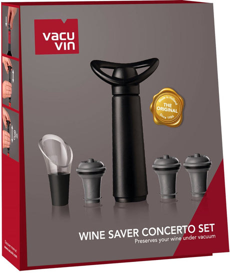 Vacu vin opbevaringsgavesæt koncert med pumpe, 1 vinservering og 3 propper