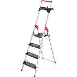 Hailo trappestige l100, og 131, med multifunktionsvægt og støttebeslag, op til 150 kg, 4 trin
