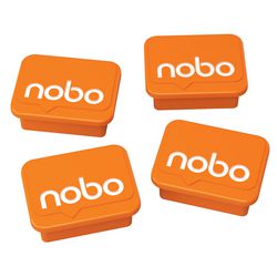Nobo whiteboard magneten - 4 stuks - 18x22mm - whiteboard accessoires - oranje