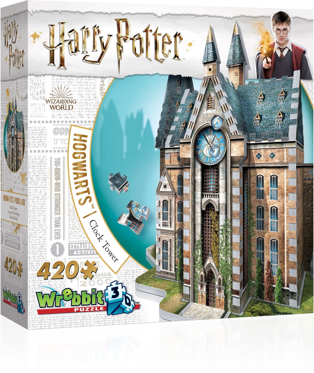 Wrebbit 3D puslespil - Harry Potter Hogwarts Clock Tower 3D puslespil 420 brikker.