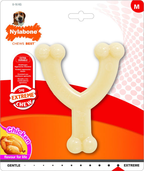 Nylabone durachew wishbone wolf - hundelegetøj - 145x120x20 mm beige m