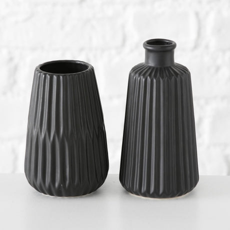 Boltze home vaas esko keramiek h17cm zwart dia 8 cm