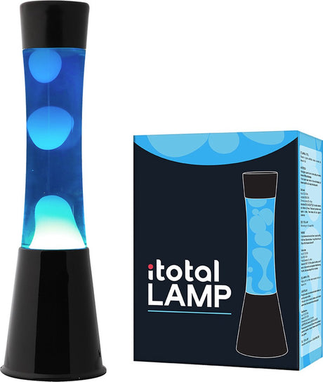 I-total lavalampe - lavalampe - humørlampe - 40x11 cm - glasaluminium - 30w - blå med hvid lava - sort - xl1788