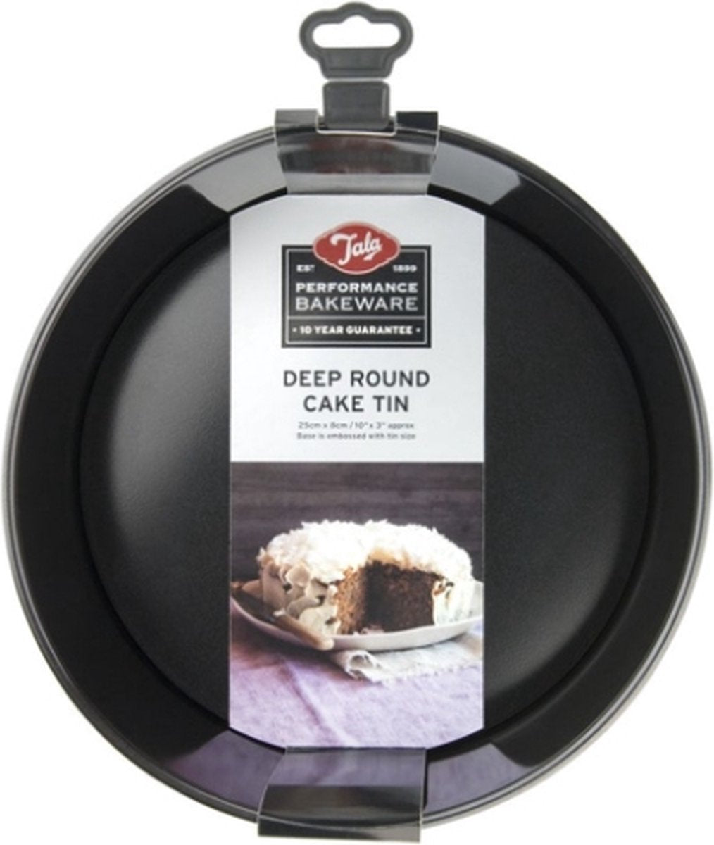 Tala performance – rund bageform ekstra dyb – 25 cm – med løs bund – dobbelt non-stick belægning – kulstofstål – BPA-PFOA-fri – Tåler opvaskemaskine, ovn, køle-fryseskab